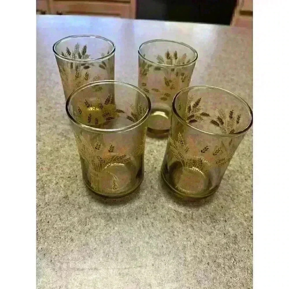 Vintage Libbey Franco Golden Wheat design juice glasses - Picture 1 of 3